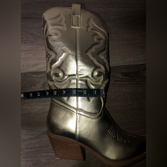 Top Moda Elk Gold Wester Cowgirl Full Zipper Calf Boots New - Picture 9 of 11